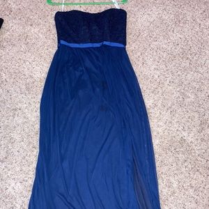 Navy David's Bridal Bridesmaid dress 4